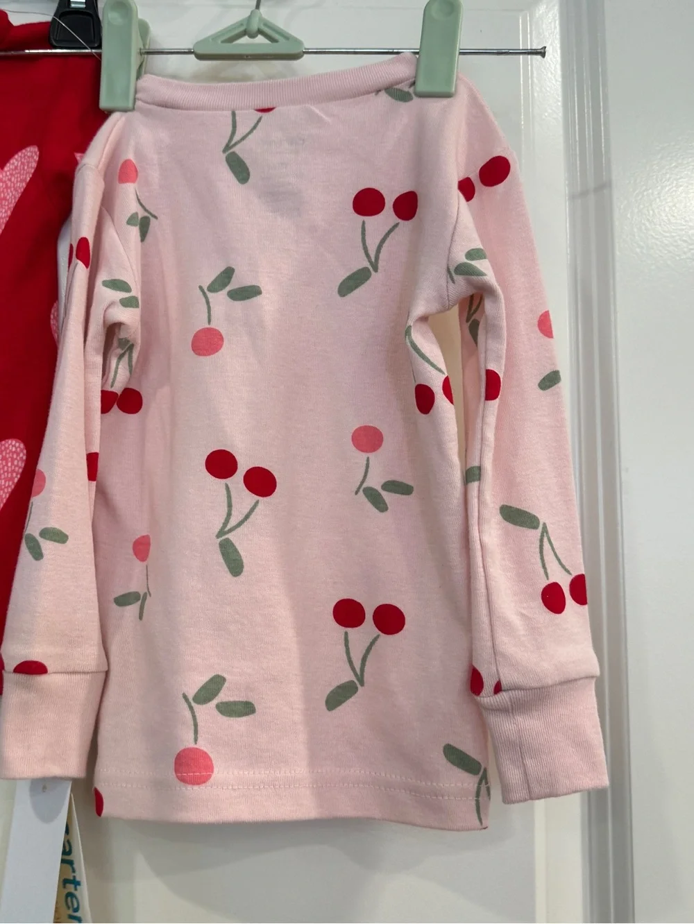 2- Carter's Baby Toddler Girl Shirts Red & Pink Hearts & Pink  & Cherries 18 Mo